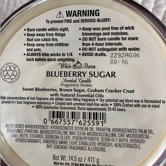 Bath & Body Works 3 Wick Scented Candle Blueberry Sugar - Picture 6 of 6